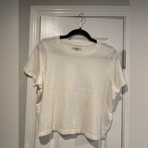 NWOT Madewell Size S Cream Softfade Cotton Boxy Crop Tee Short Sleeve Top